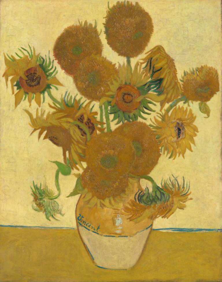 Van Gogh Sunflowers painting on display at the National Gallery in London