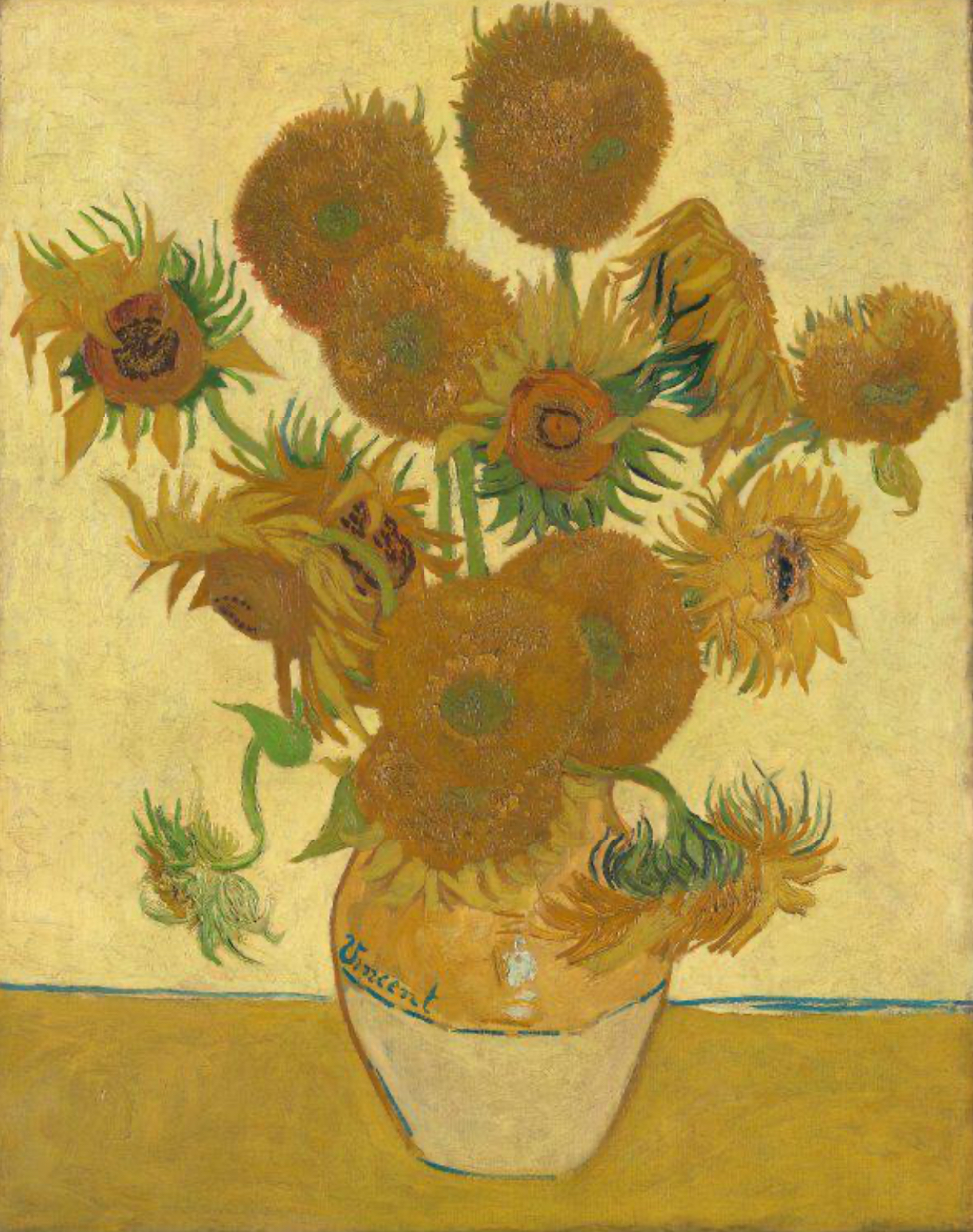 Van Gogh Sunflowers painting on display at the National Gallery in London