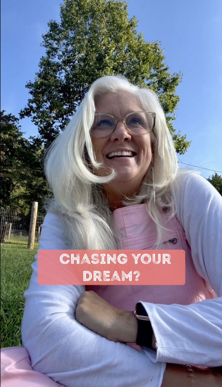 Jules Morris smiling outdoors in the pasture with text reading Chasing Your Dream