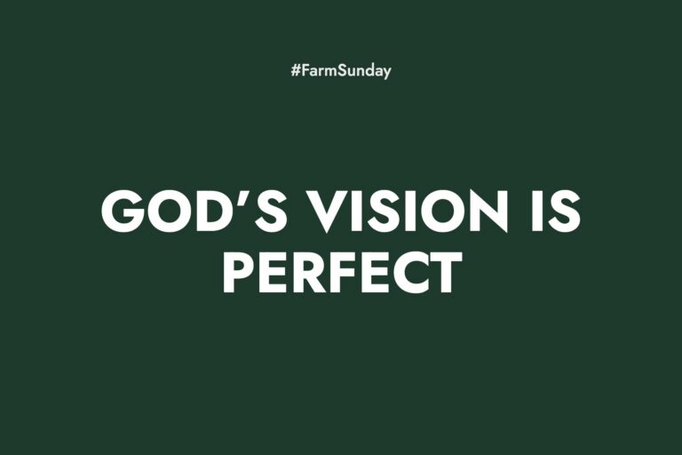 Farm Sunday devotional graphic reading God’s Vision is Perfect