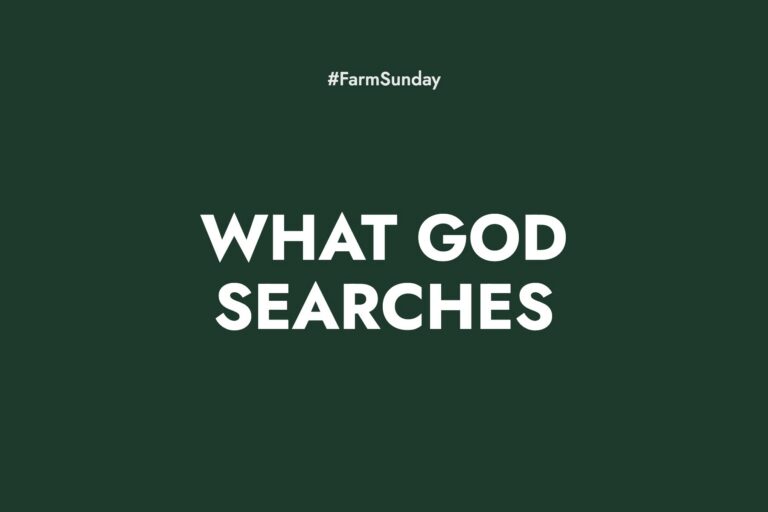 Farm Sunday devotional graphic reading What God Searches